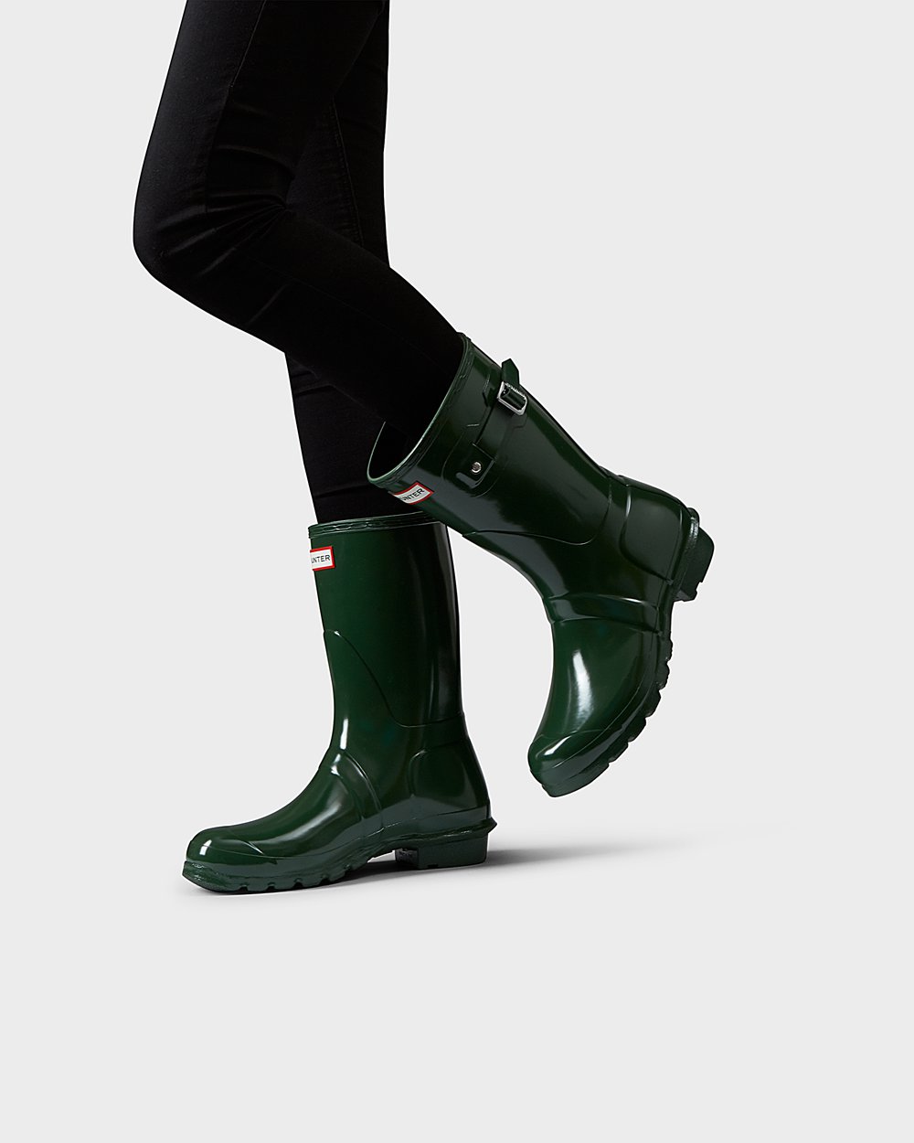 Womens Hunter Short Rain Boots Green - Original Gloss - 9632048-JF